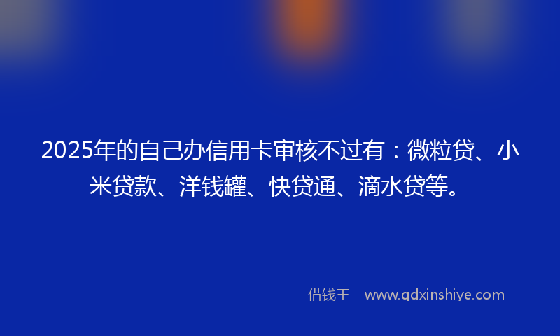2025年的自己办信用卡审核不过有:微粒贷、小米贷款、洋钱罐、快贷通、滴水贷等。