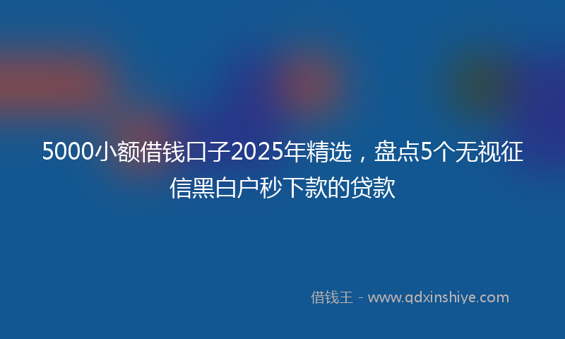 5000小额借钱口子2025年精选，盘点5个无视征信黑白户秒下款的贷款