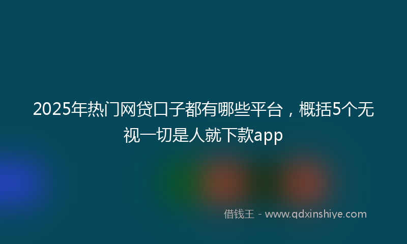 2025年热门网贷口子都有哪些平台，概括5个无视一切是人就下款app