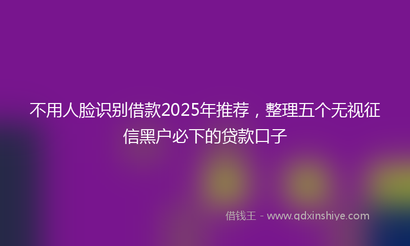 不用人脸识别借款2025年推荐，整理五个无视征信黑户必下的贷款口子