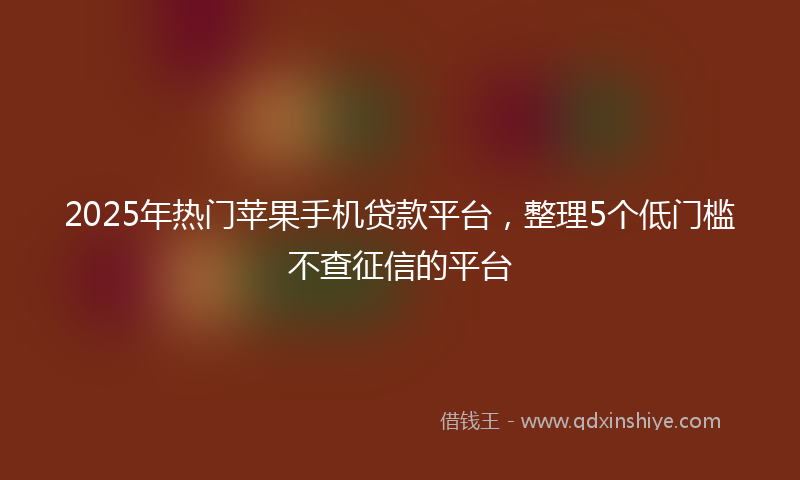 2025年热门苹果手机贷款平台，整理5个低门槛不查征信的平台