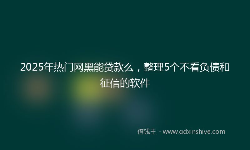 2025年热门网黑能贷款么，整理5个不看负债和征信的软件