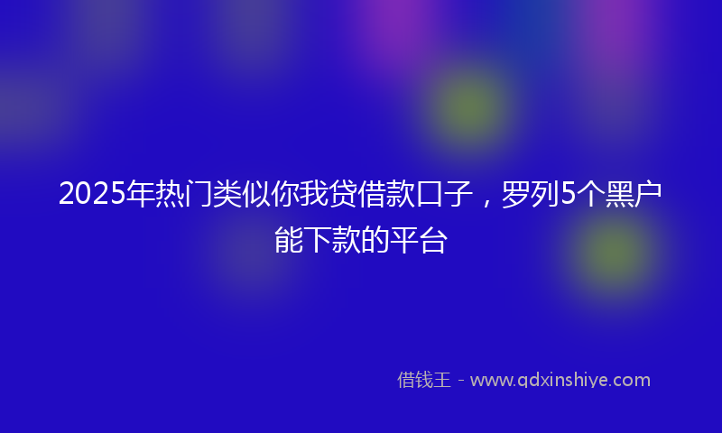 2025年热门类似你我贷借款口子，罗列5个黑户能下款的平台