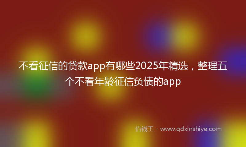不看征信的贷款app有哪些2025年精选，整理五个不看年龄征信负债的app