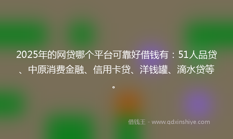 2025年的网贷哪个平台可靠好借钱有：51人品贷、中原消费金融、信用卡贷、洋钱罐、滴水贷等。