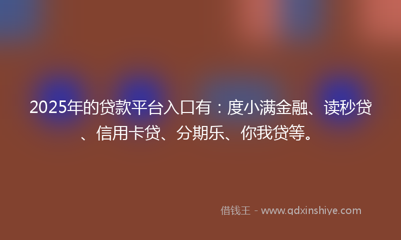 2025年的贷款平台入口有：度小满金融、读秒贷、信用卡贷、分期乐、你我贷等。