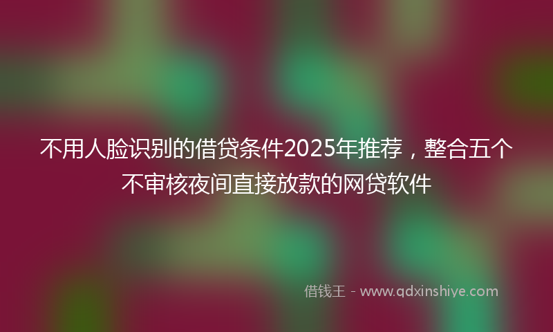 不用人脸识别的借贷条件2025年推荐，整合五个不审核夜间直接放款的网贷软件