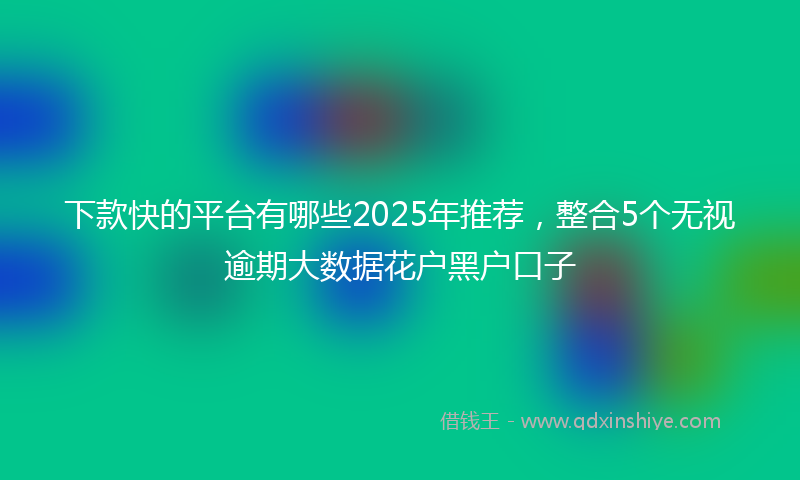 下款快的平台有哪些2025年推荐，整合5个无视逾期大数据花户黑户口子