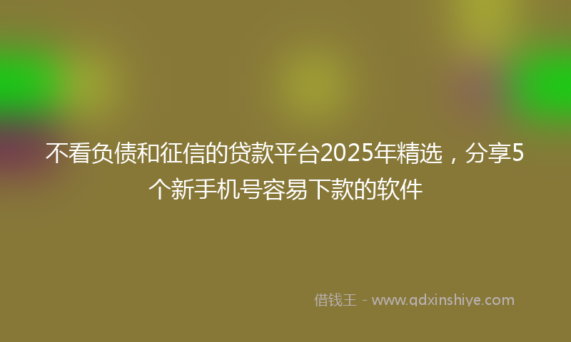 不看负债和征信的贷款平台2025年精选，分享5个新手机号容易下款的软件