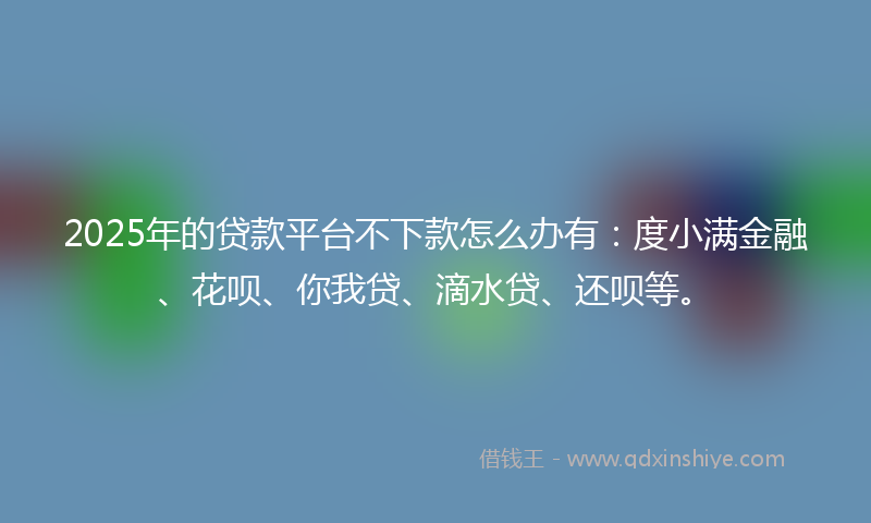 2025年的贷款平台不下款怎么办有：度小满金融、花呗、你我贷、滴水贷、还呗等。