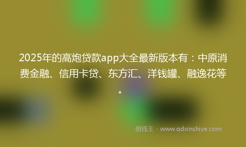2025年的高炮贷款app大全最新版本有：中原消费金融、信用卡贷、东方汇、洋钱罐、融逸花等。