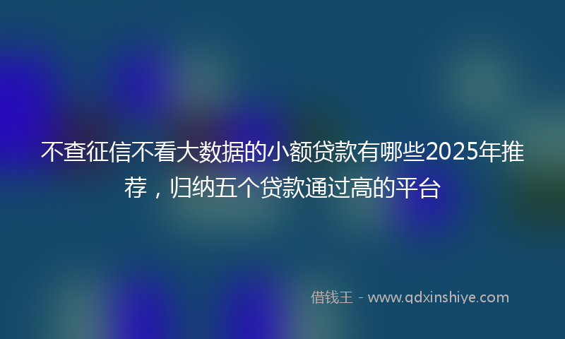 不查征信不看大数据的小额贷款有哪些2025年推荐，归纳五个贷款通过高的平台