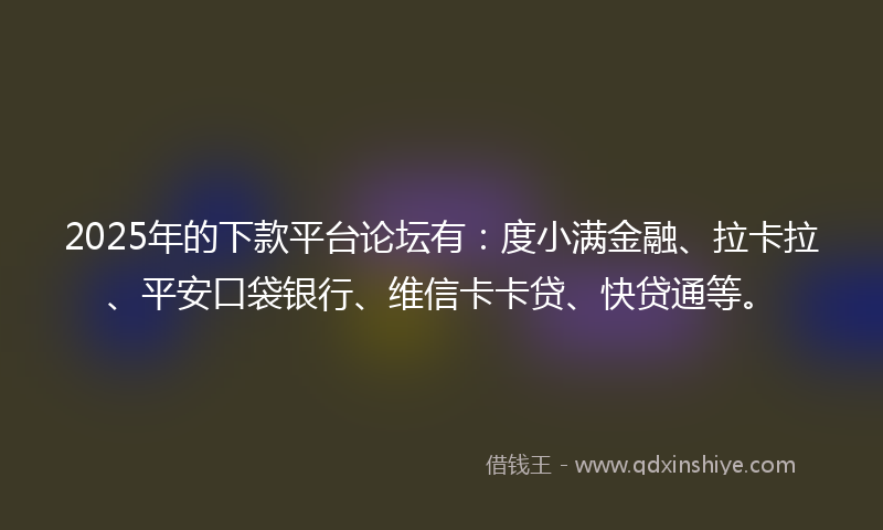 2025年的下款平台论坛有：度小满金融、拉卡拉、平安口袋银行、维信卡卡贷、快贷通等。