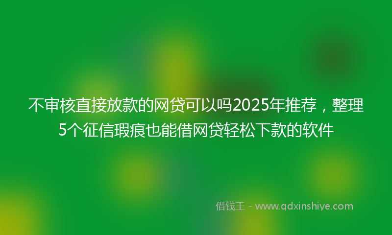 不审核直接放款的网贷可以吗2025年推荐，整理5个征信瑕疵也能借网贷轻松下款的软件