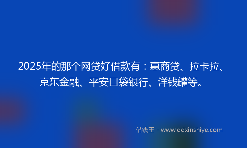 2025年的那个网贷好借款有：惠商贷、拉卡拉、京东金融、平安口袋银行、洋钱罐等。