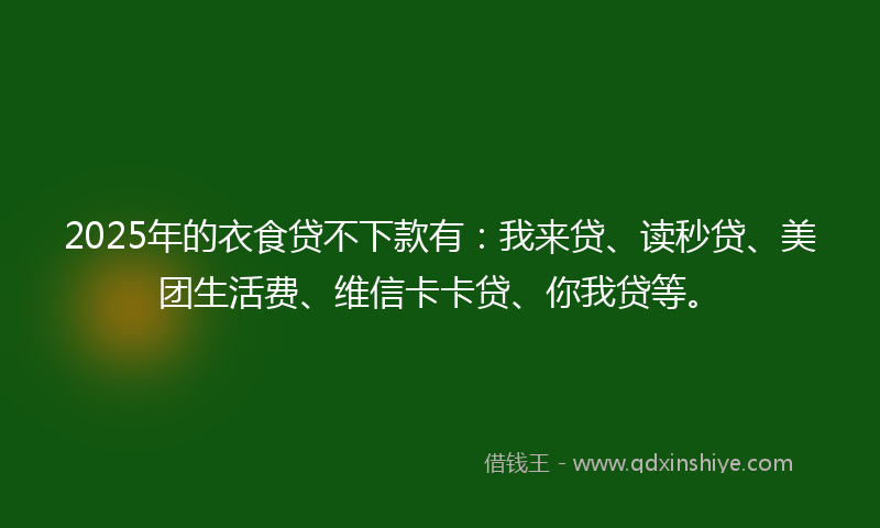 2025年的衣食贷不下款有:我来贷、读秒贷、美团生活费、维信卡卡贷、你我贷等。