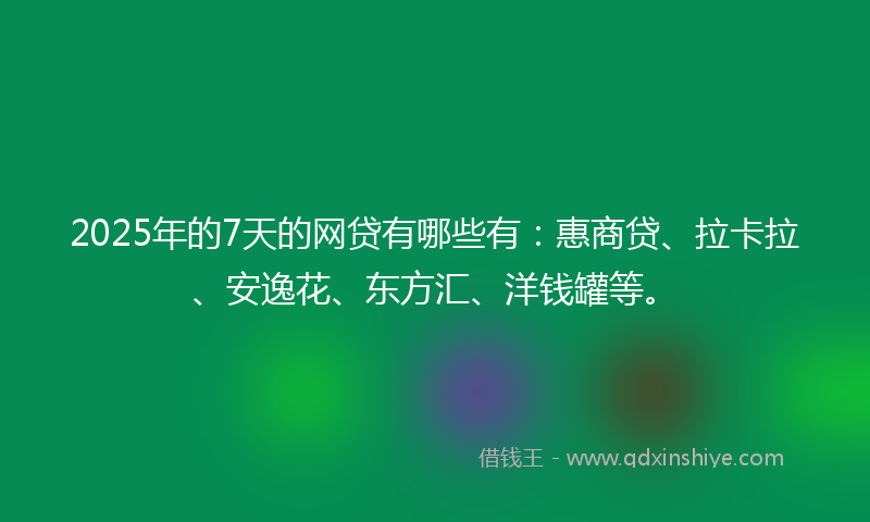 2025年的7天的网贷有哪些有：惠商贷、拉卡拉、安逸花、东方汇、洋钱罐等。