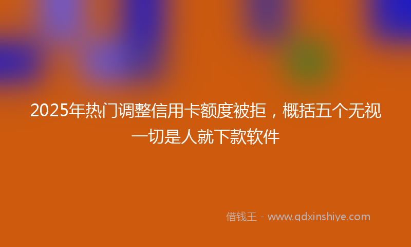 2025年热门调整信用卡额度被拒，概括五个无视一切是人就下款软件