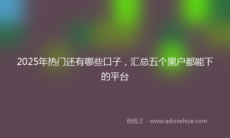 2025年热门还有哪些口子，汇总五个黑户都能下的平台