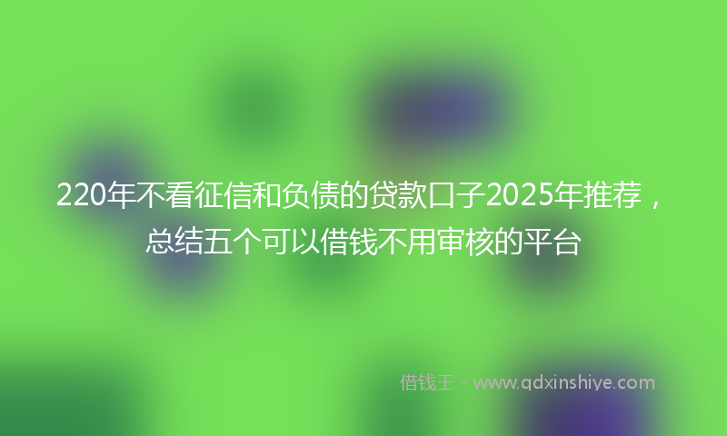 220年不看征信和负债的贷款口子2025年推荐，总结五个可以借钱不用审核的平台