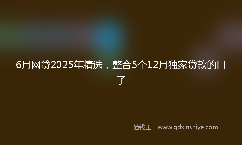 6月网贷2025年精选，整合5个12月独家贷款的口子