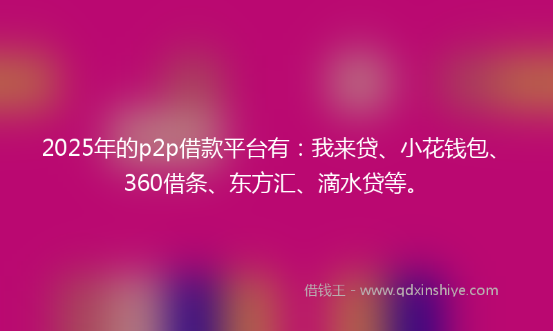 2025年的p2p借款平台有：我来贷、小花钱包、360借条、东方汇、滴水贷等。