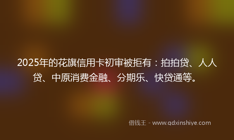 2025年的花旗信用卡初审被拒有：拍拍贷、人人贷、中原消费金融、分期乐、快贷通等。