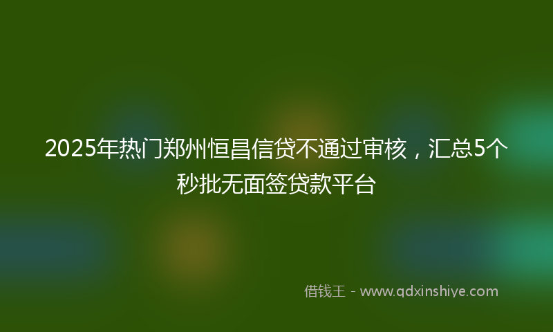 2025年热门郑州恒昌信贷不通过审核，汇总5个秒批无面签贷款平台