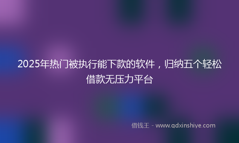 2025年热门被执行能下款的软件，归纳五个轻松借款无压力平台