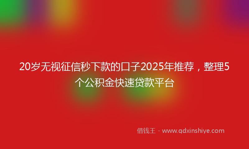 20岁无视征信秒下款的口子2025年推荐，整理5个公积金快速贷款平台