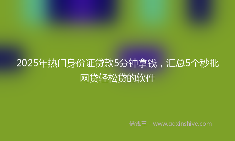 2025年热门身份证贷款5分钟拿钱，汇总5个秒批网贷轻松贷的软件
