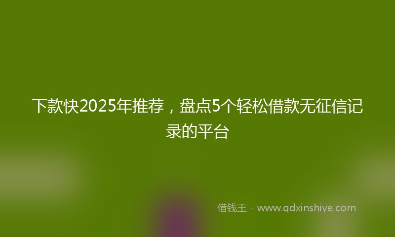 下款快2025年推荐，盘点5个轻松借款无征信记录的平台