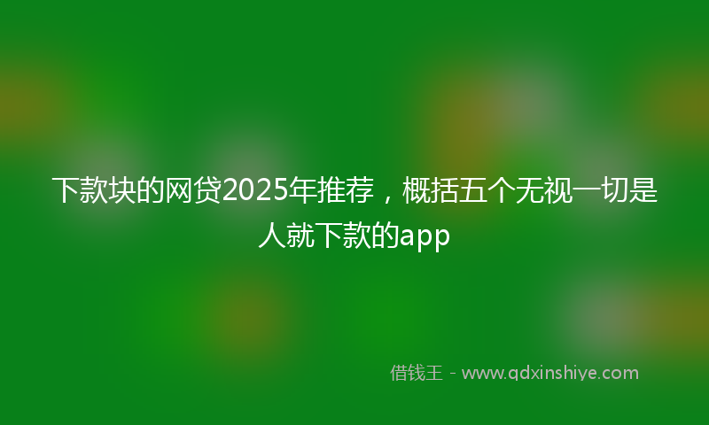 下款块的网贷2025年推荐，概括五个无视一切是人就下款的app