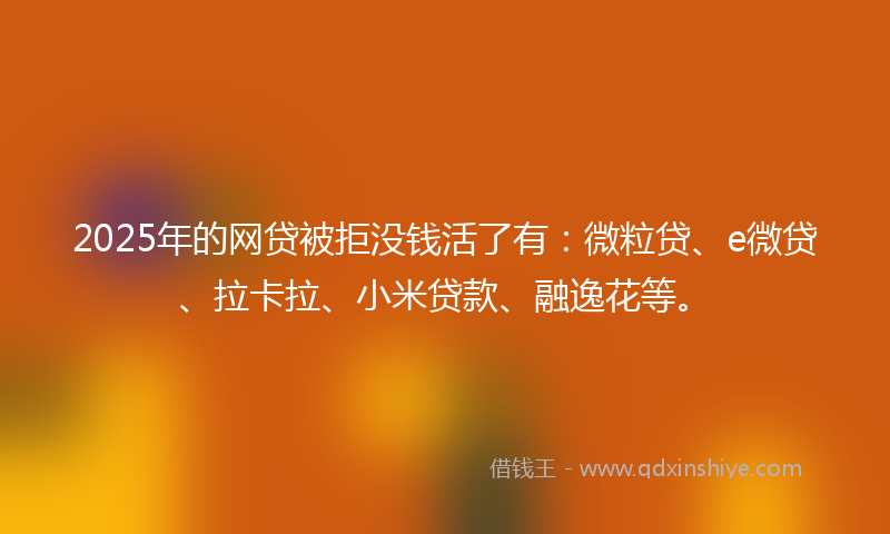 2025年的网贷被拒没钱活了有：微粒贷、e微贷、拉卡拉、小米贷款、融逸花等。