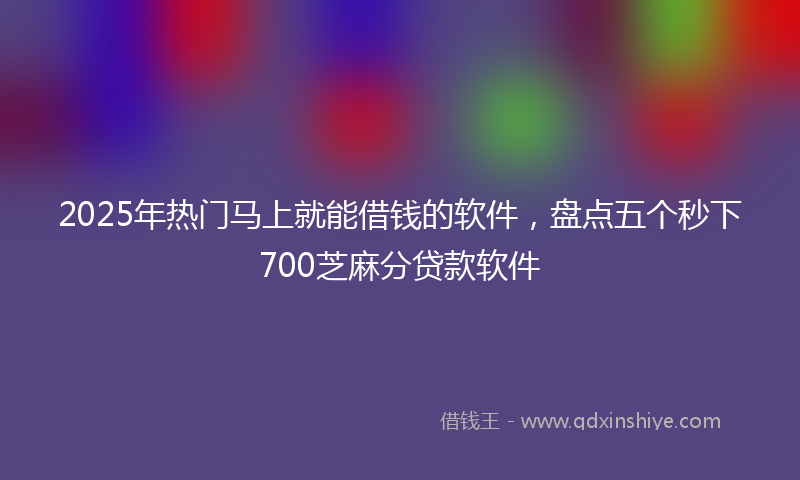 2025年热门马上就能借钱的软件，盘点五个秒下700芝麻分贷款软件