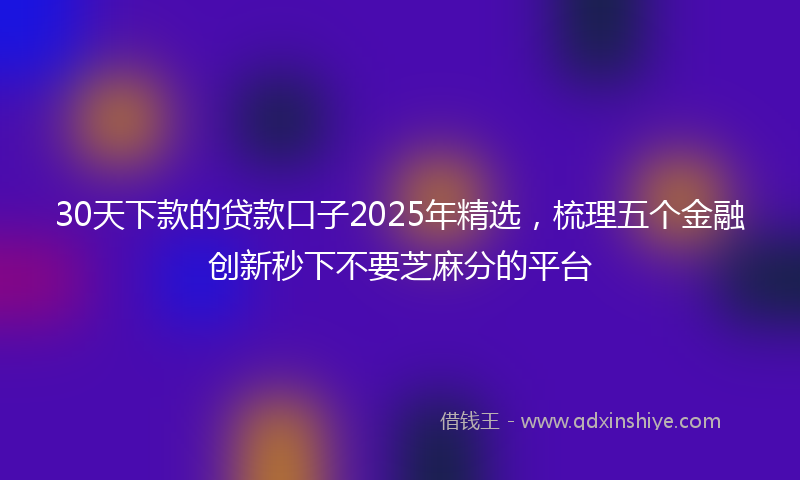 30天下款的贷款口子2025年精选，梳理五个金融创新秒下不要芝麻分的平台