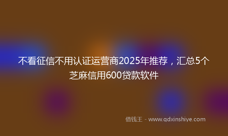 不看征信不用认证运营商2025年推荐，汇总5个芝麻信用600贷款软件