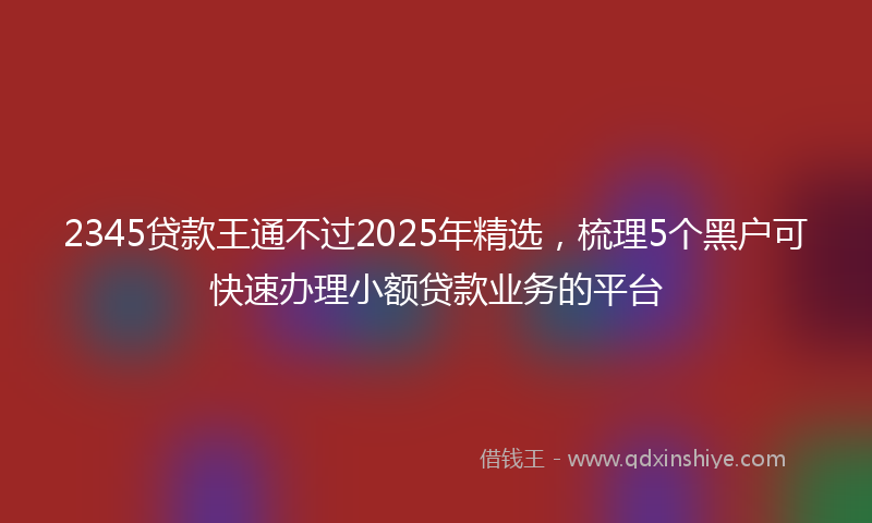 2345贷款王通不过2025年精选，梳理5个黑户可快速办理小额贷款业务的平台