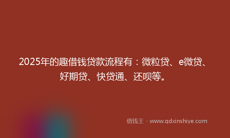2025年的趣借钱贷款流程有：微粒贷、e微贷、好期贷、快贷通、还呗等。