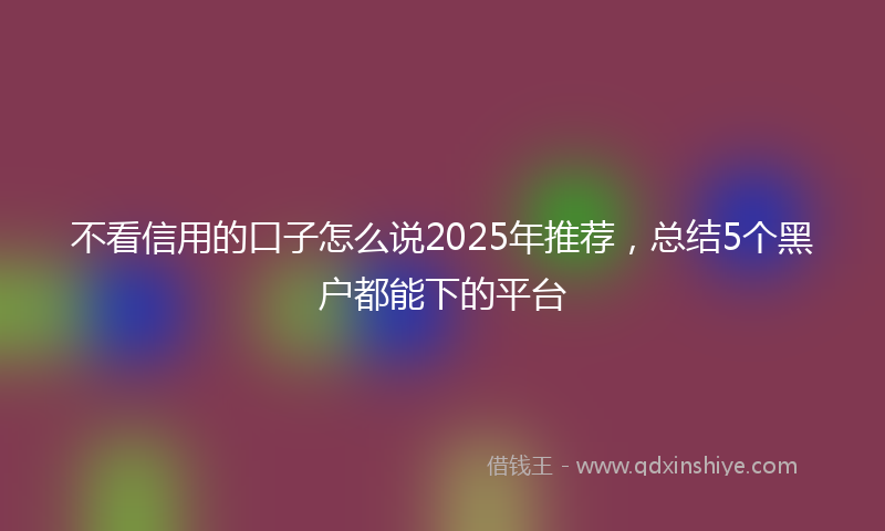 不看信用的口子怎么说2025年推荐，总结5个黑户都能下的平台