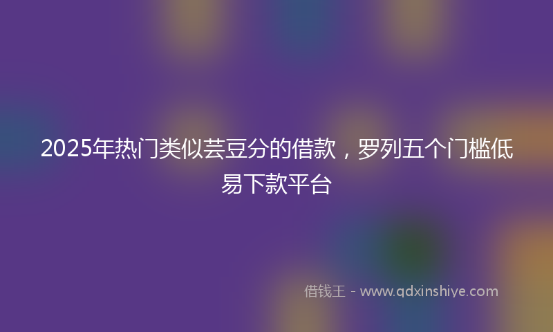 2025年热门类似芸豆分的借款，罗列五个门槛低易下款平台