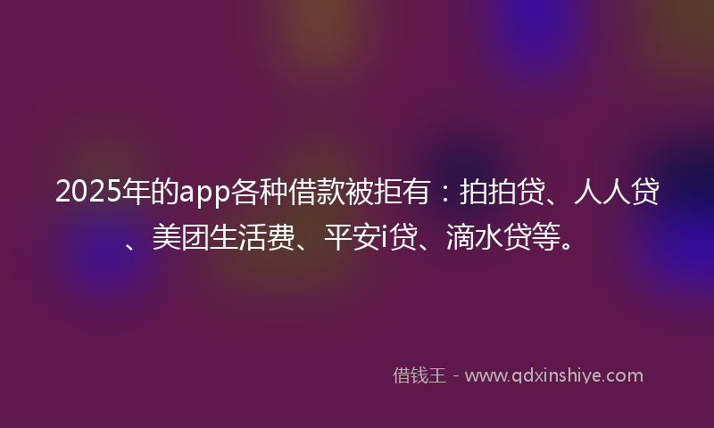 2025年的app各种借款被拒有：拍拍贷、人人贷、美团生活费、平安i贷、滴水贷等。