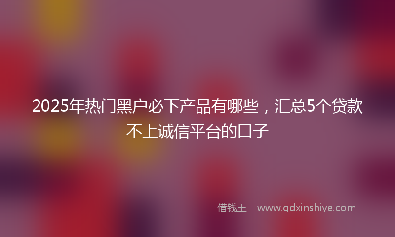 2025年热门黑户必下产品有哪些，汇总5个贷款不上诚信平台的口子