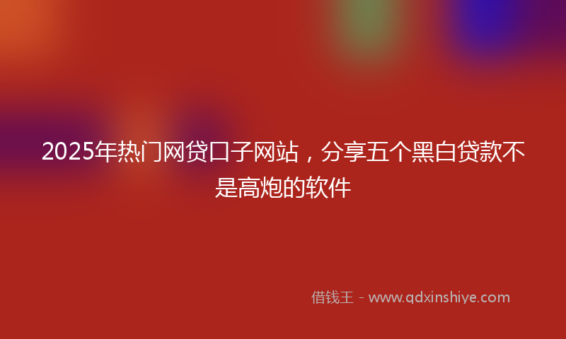 2025年热门网贷口子网站，分享五个黑白贷款不是高炮的软件
