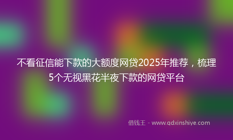 不看征信能下款的大额度网贷2025年推荐，梳理5个无视黑花半夜下款的网贷平台
