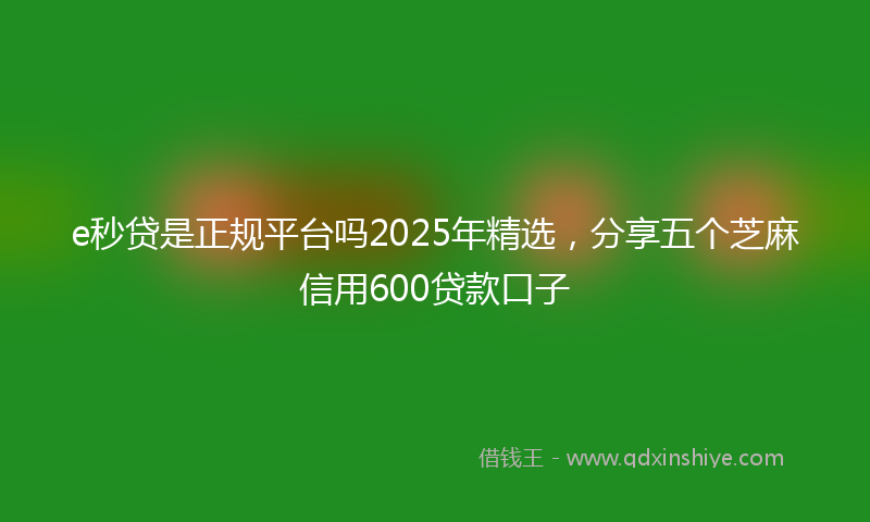 e秒贷是正规平台吗2025年精选，分享五个芝麻信用600贷款口子