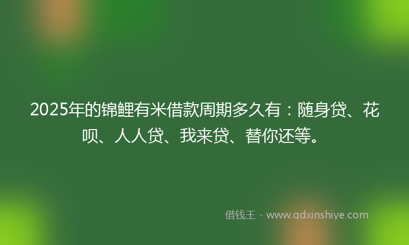 2025年的锦鲤有米借款周期多久有：随身贷、花呗、人人贷、我来贷、替你还等。