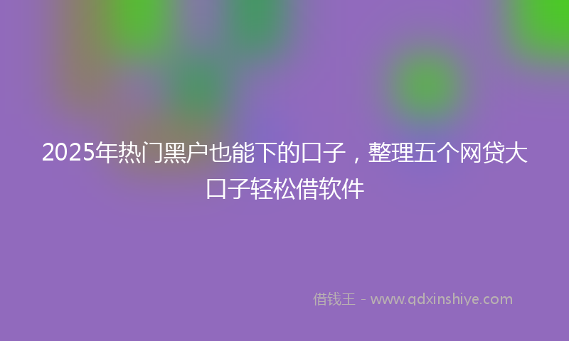 2025年热门黑户也能下的口子，整理五个网贷大口子轻松借软件
