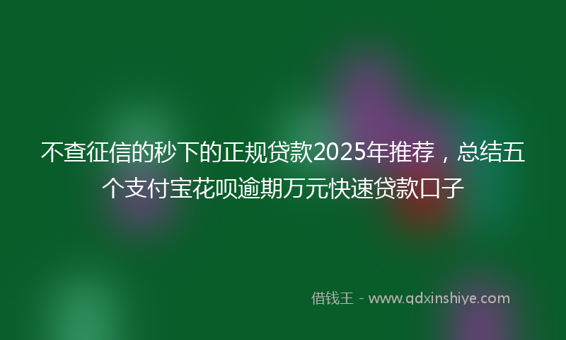 不查征信的秒下的正规贷款2025年推荐，总结五个支付宝花呗逾期万元快速贷款口子