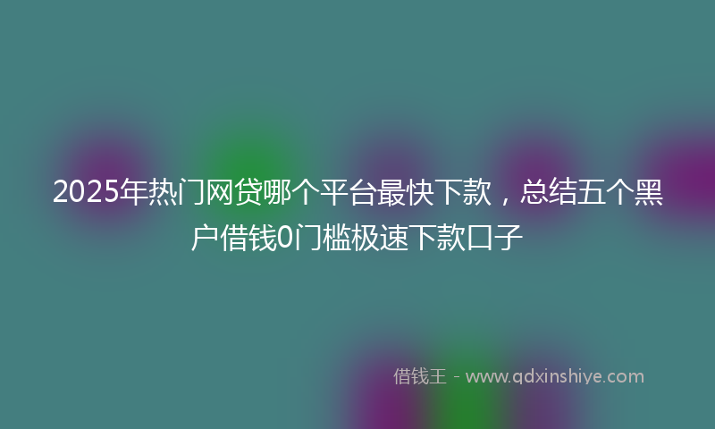 2025年热门网贷哪个平台最快下款,总结五个黑户借钱0门槛极速下款口子